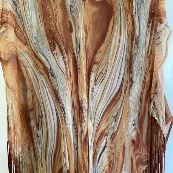 Camilla Kaftan in Caramel Swirl Print and Fringe - Picture 2 of 8